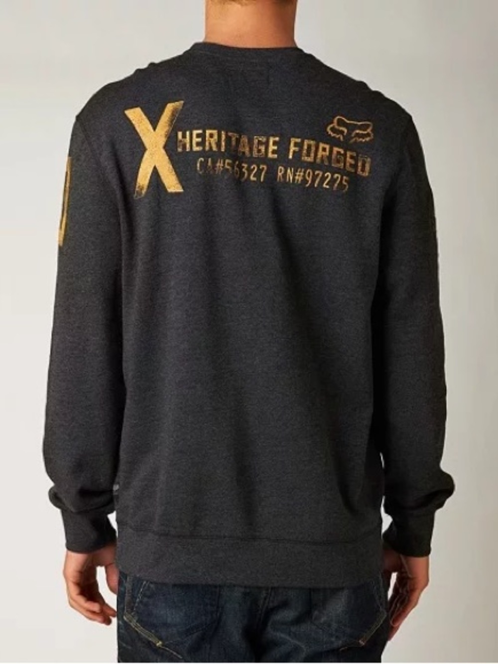 Fox Smug Charcoal Gray Crew Neck Men's Sweatshirt Size: Medium